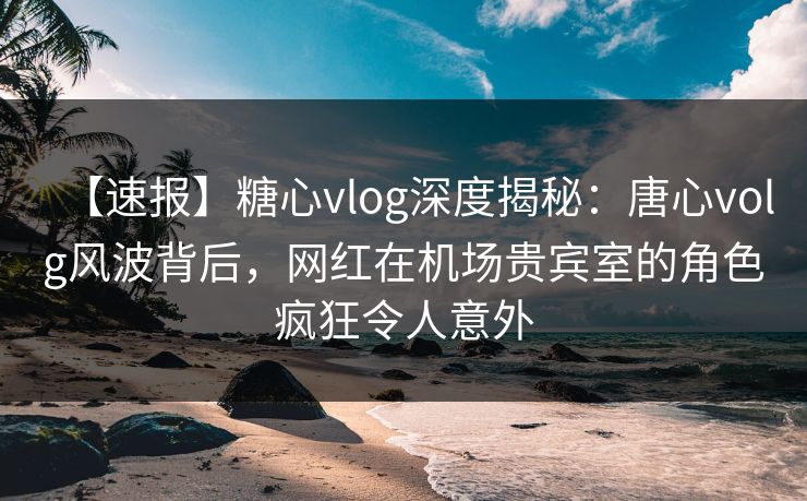 【速报】糖心vlog深度揭秘:唐心volg风波背后,网红在机场贵宾室的角色疯狂令人意外